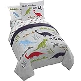 Jay Franco Trend Collector Dinosaur Roar 5 Piece Twin Bed Set - Includes Comforter & Sheet Set - Super Soft Fade Resistant Microfiber Bedding