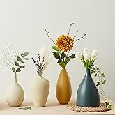 DecoVlog Colorful Ceramic Vase Set of 4, Minimalist Rustic Vases for Home Decor, Decorative Vases for Kitchen, Office, Living Room, Bathroom, Weddings and Festival Decorations