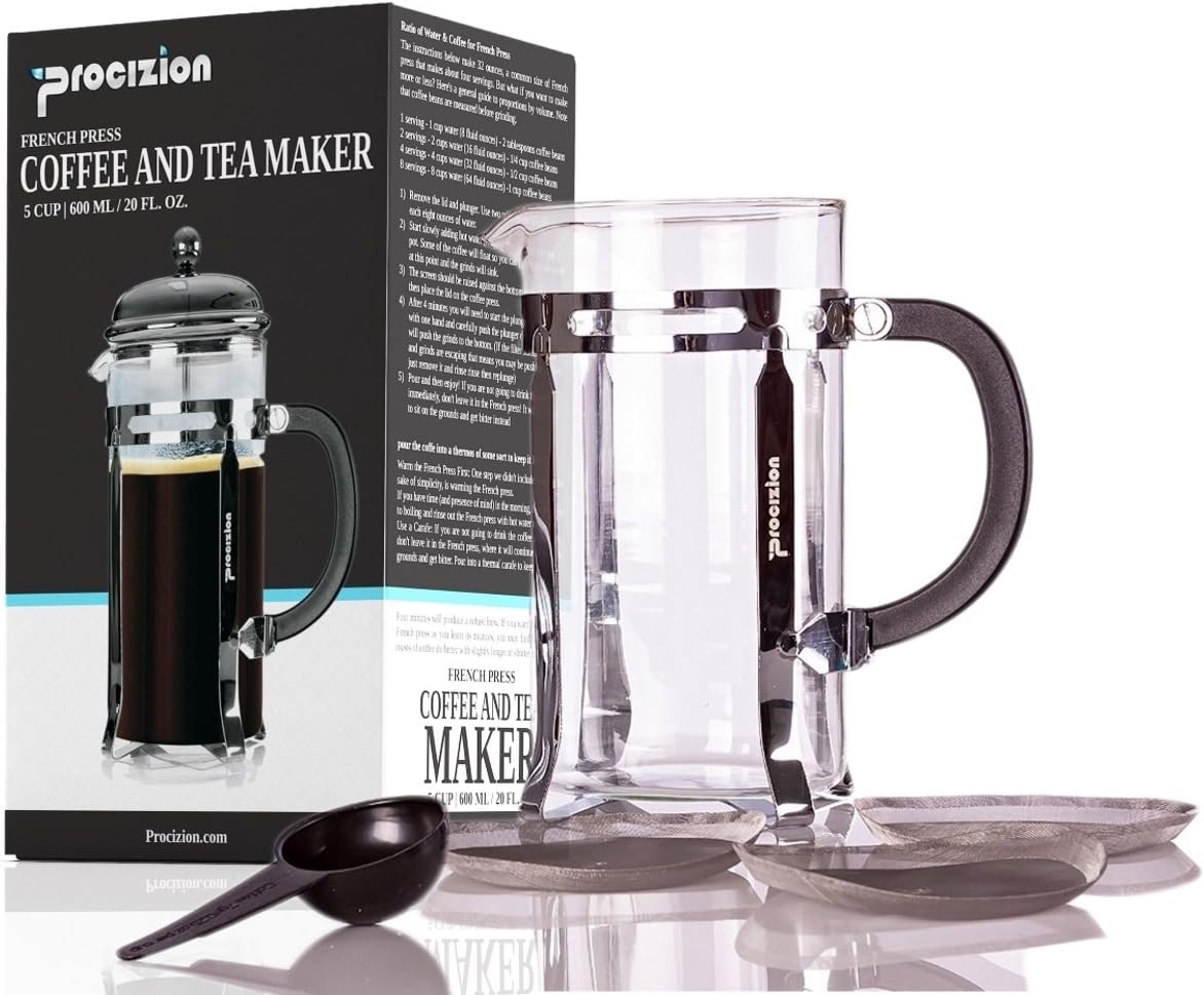 French Press Coffee Maker 20 oz (600 ml) Espresso and Tea Maker with