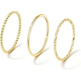 Gokeey Gold Rings for Women Non Tarnish, Dainty 14K Gold Plated Stackable Thin Thumb Ring Set Trendy Pinky Wedding Bands Engagement Rings for Women Size 4 5 6 7 8 9 10 11