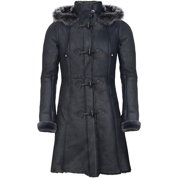 ジャケット・アウター forsomeone wool leather duffle coat Infinity Men's Black Sheepskin Leather Detachable Hood