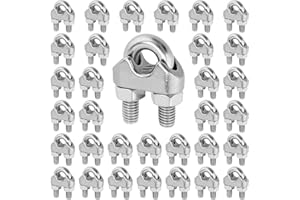 FUNSUEI 40 PCS 1/8 Inch M3 304 Stainless Steel Cable Clamps, U Bolt Wire Rope Cable Clamps for Cable Wire