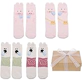 scenicamp Womens Fuzzy Socks Bow Cute Animal Girls Slipper Sock Funny Winter Cozy Fluffy Warm Socks Home Sleeping
