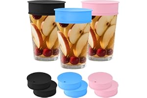 PEOVLVN 6 Pcs Cup Covers for Drinks for Safety, Silicone Drink Covers with Straw Hole Reusable Drink Protector for Women Coffee Tea Beer Mugs Glasses Seal Lids (Black, Pink, Blue)