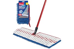 O-Cedar Hardwood Floor 'N More 3-Action Mop with 1 Extra Refill | Microfiber Mop with 3pc Handle | Use Wet or Dry, Red