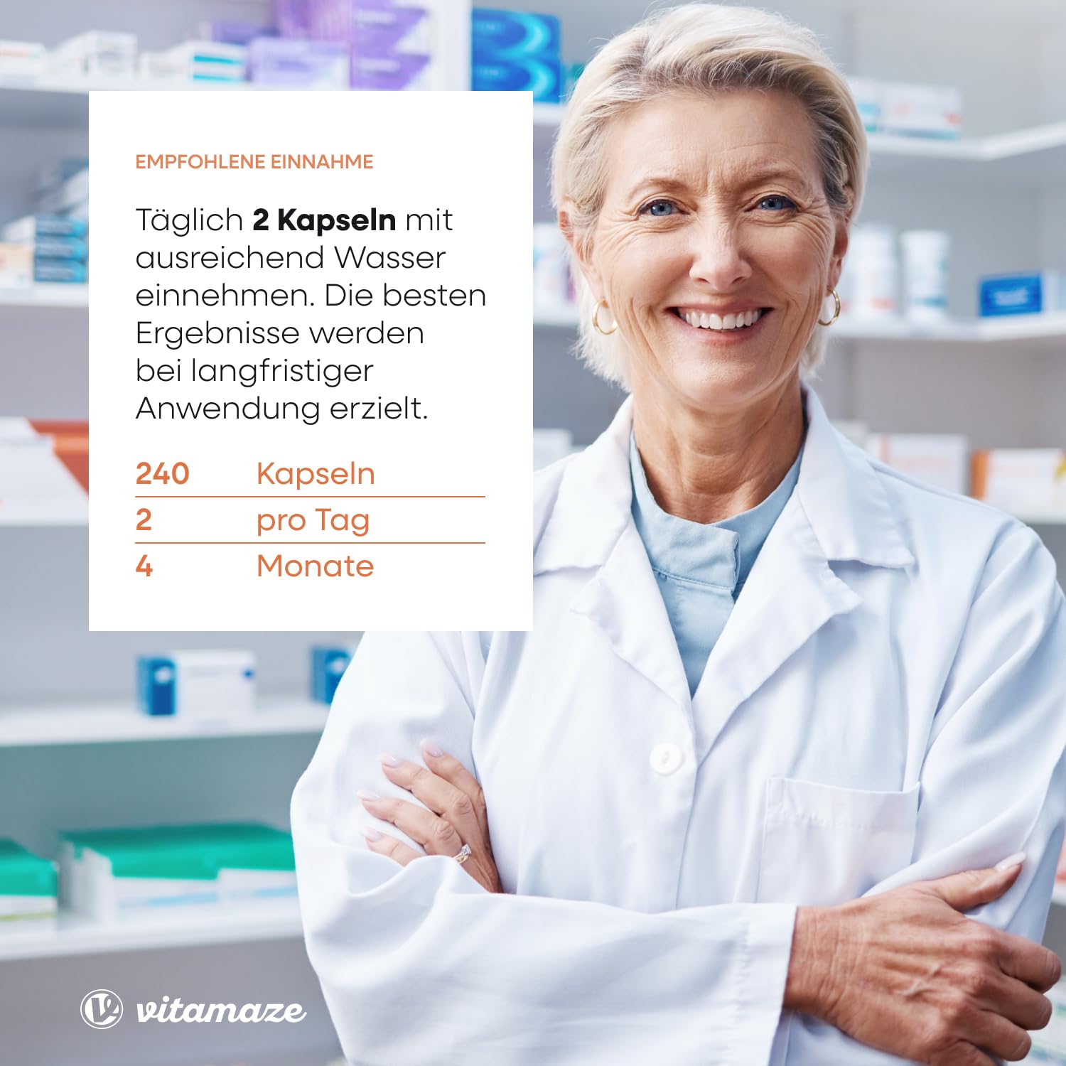 Vitamaze Magnesium Bisglycinate mit Vitamin B6, 240 Kapseln für 4 Monate, 150 mg Magnesium pro Kapsel, Nur 2 Kapseln pro Tag, Vegan, Made in Germany 8