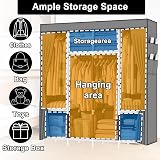 OPPAIYA Canvas Wardrobe with 4 Rails & 8 Pockets - Foldable, Durable view 3