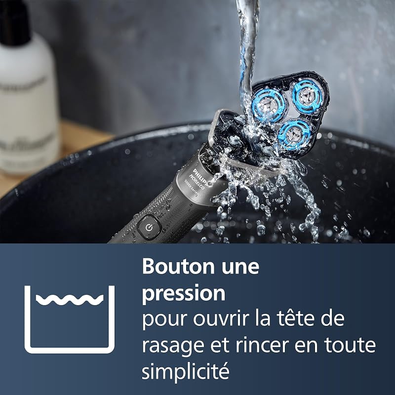 5000X Series - Rasoir électrique 100 pourcent étanche, technologie SkinProtect, tête flexible à 360°, 1 h de charge / 5 min - Charge rapide, capot de protection argenté, modèle X5004/00