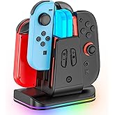 Switch 2 & 1 Controller Charger, 2-in-1 Charging Dock for Nintendo Switch 2025 / OLED/Original Joycons, Fast Charger Station with 9 RGB Modes, for Joy-Con 2/1 Accessories, for Nintendo 64 Console