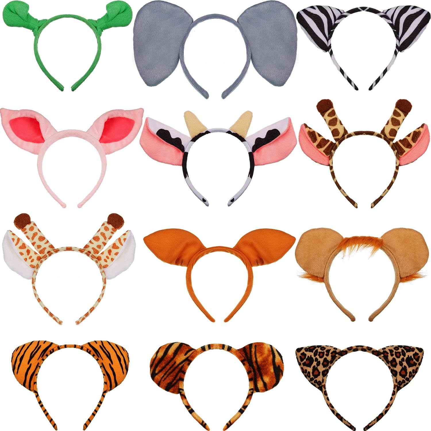 12 Pieces Zoo Animals Ears Headband 