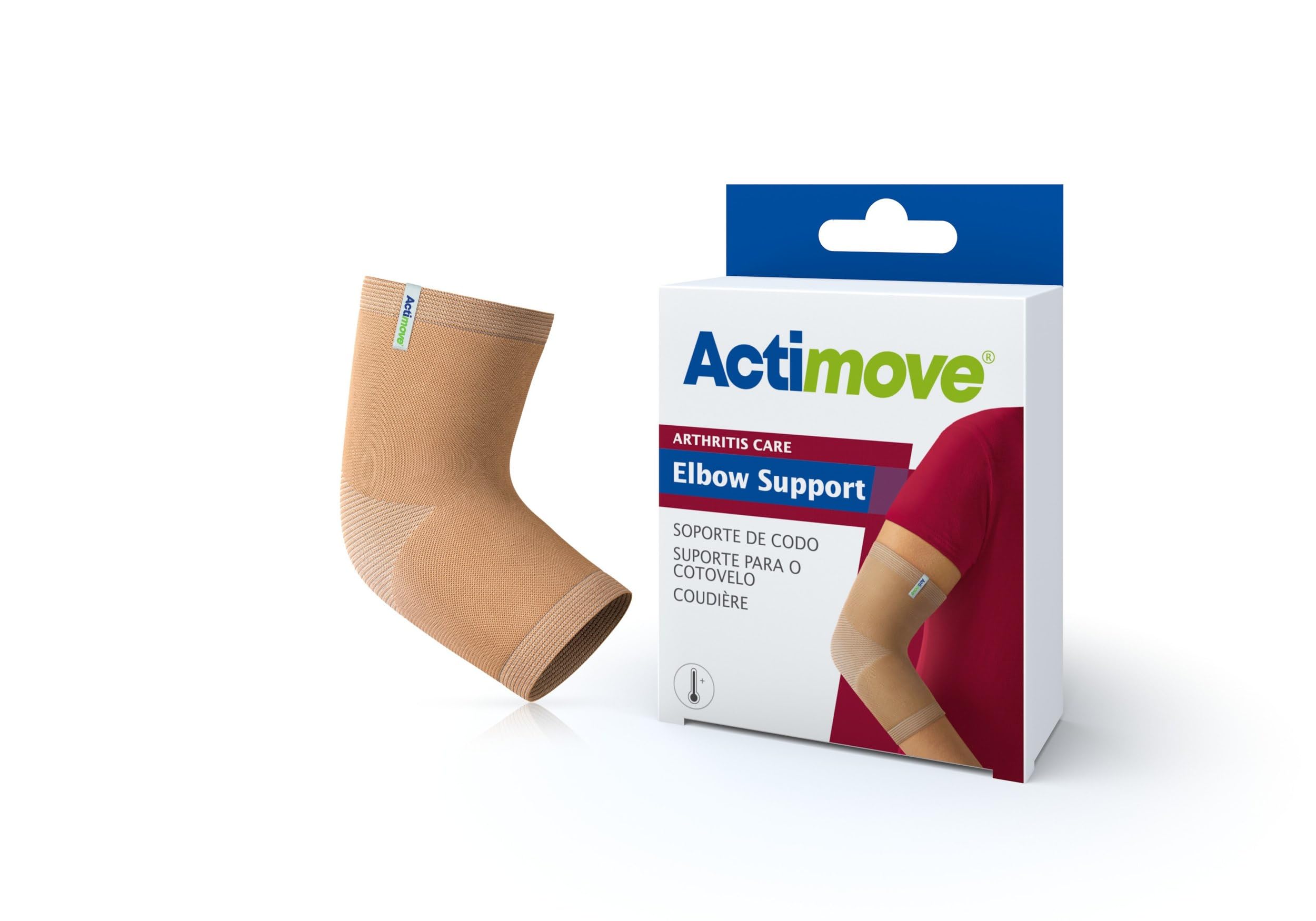 Actimove® ARTHRITIS CARE Elbow Support - Light Compression Support and Therapeutic Warmth For Elbow Arthritis - Heat-Retaining Ceramic Fibre Yarns - Beige, Small