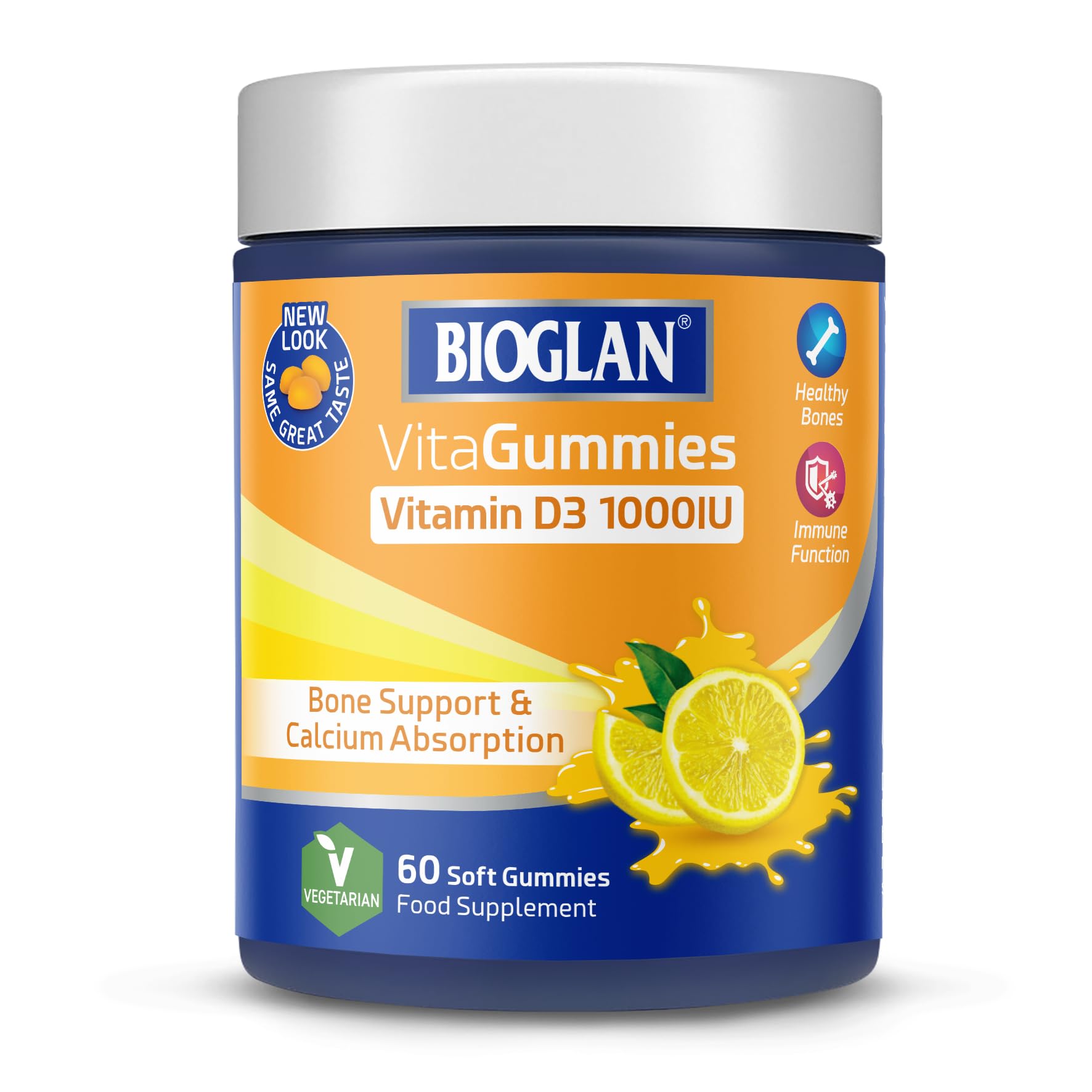 Bioglan Vitagummies | High Strength Vitamin D3 | Vegetarian Friendly | Delicious lemon flavour | 60 Chewy Gummies