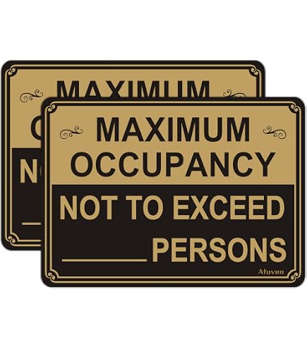 Max Occupancy Rates Signs Maximum Occupancy Sign California