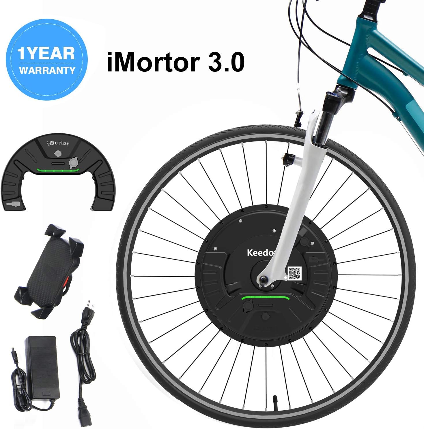 iMortor 3.0 Wireless Electric Bike Front Wheel Conversion Kits 36V 350W Motor & Removable Lithium Battery for Android &iOS,All Bluetooth Versions, 26"x1.95"(MTB/CTB/Cruiser) 700x23c(Road/Leisure Bike)