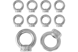 PHITUODA 10 Pcs M8 304 Stainless Steel Lifting Eye Nut, 5/16" Metric Ring Shape Nut Threaded Fastener for Boating/Industrial 