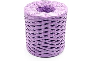 SILLLULE Raffia Paper Craft Ribbon,1/4 Inch 656 Feet Raffia Twine String for Gifts Wrapping,Raffia Ribbon Raffia Paper Rope for Craft Weaving Hats Bags Knitted Crochet DIY Craft Projects,Purple