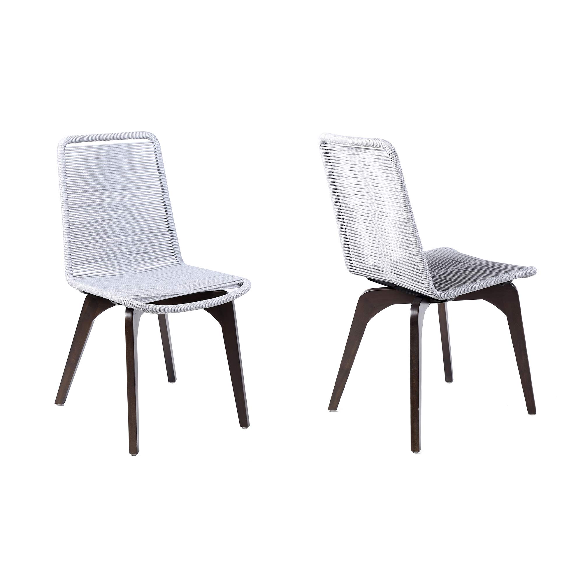 Photo 1 of Armen Living LCISSISL Island Outdoor Eucalyptus Wood and Rope Dining Chairs-Set of 2, Silver/Earth