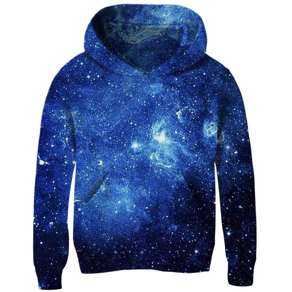 Little Boys Cool Galaxy Hoodies Blue Starry 3D Hooded Sweatshirts for Junior Girls Trippy Space Universe Pullover Fleece Sweater Shirts Shinning Activewear Sports Running Hoodie Hoody 5/6 Years