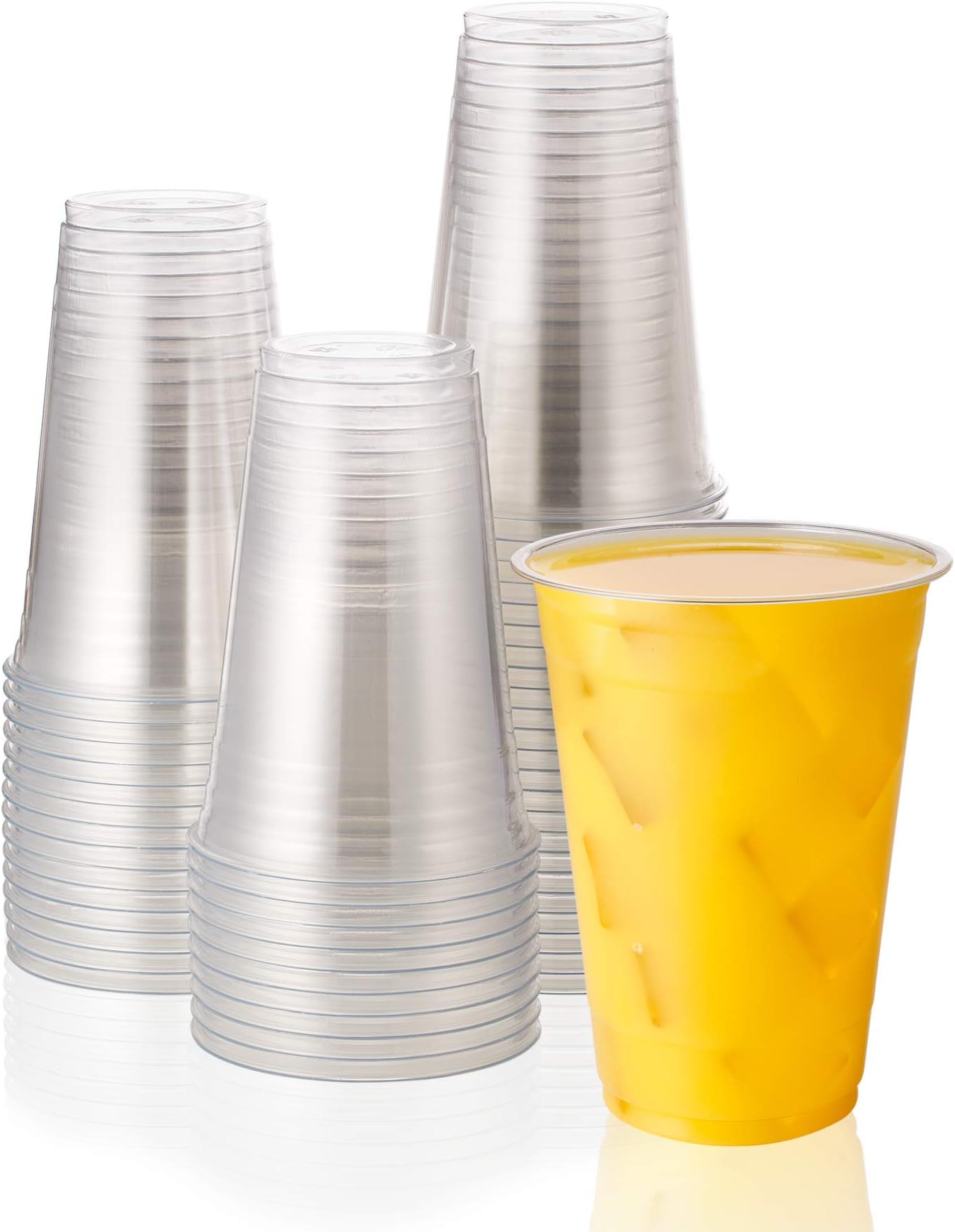 [200 COUNT] HAKOWARE by Harvest Pack 20 oz Ultra Clear Disposable Plastic Cold Cups for Wedding & Party, Plastic Cocktail Cups, Disposable Clear Cups for Iced Coffee & Cold Beverage