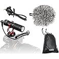 Movo VXR10 Universal Video Microphone with Shock Mount, Deadcat Windscreen, Case for iPhone, Android Smartphones, Canon EOS, 