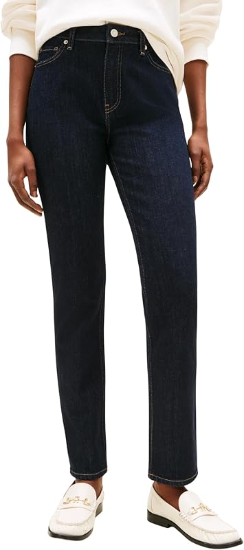 Jean Femme Hose Rinse Slim Taille Mi-Haute, Bleu (Denim Rinse 01), 28W/24L
