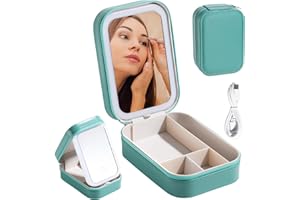 BS-MALL Travel Cosmetic Mirror Case LED Makeup Mirror Storage Case for Brushes Cosmetic Tools On-the-go Makeup Needs (Green
