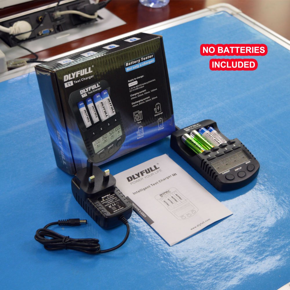 DLYFULL LCD Intelligent NI-MH AA&AAA Battery Charger With USB Port & UK Adapter + Fast Charge + Smart Test