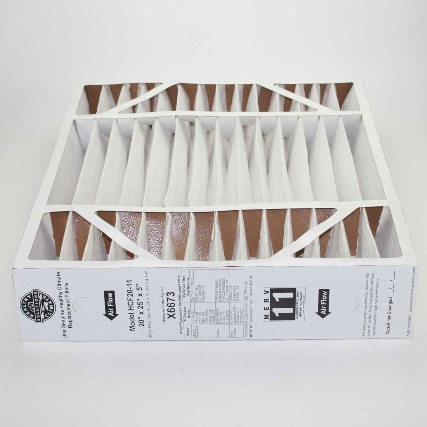 Lennox Healthy Climate 20x25x5 x6673 MERV 11 Box Filter - Replacement Furnace Filters - 