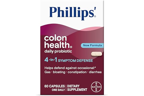 Phillips' Colon Health Daily Probiotic Capsules, 4-in-1 Symptom Defense to help defend against Occasional Gas, Bloating, Cons