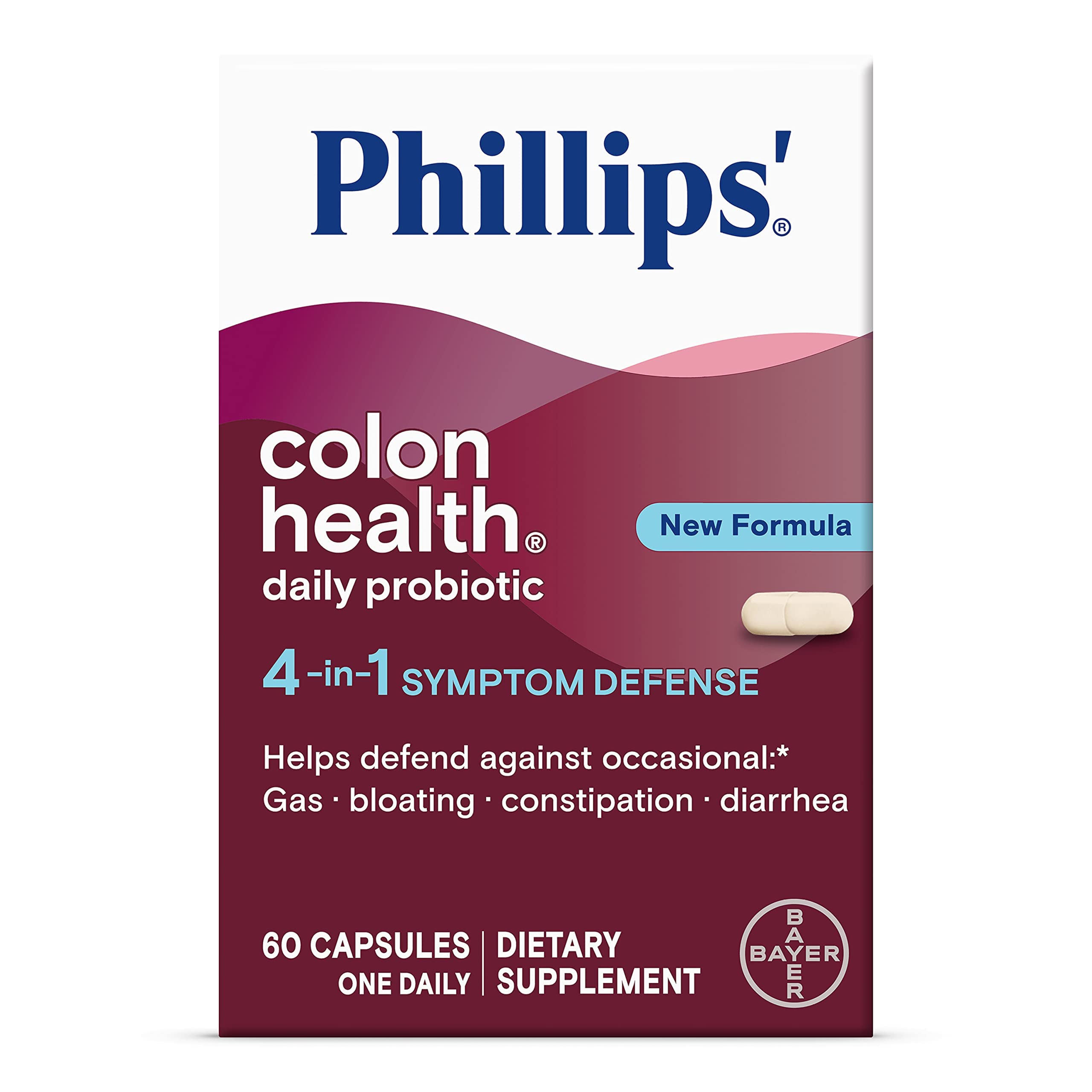 Phillips' Colon Health Daily Probiotic Capsules, 4-in-1 Symptom Defense & Citracal Slow Release 1200, 1200 mg Calcium Citrate and Calcium Carbonate Blend