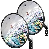 Maitys 2 Pcs Convex Mirror Acrylic Wide View Safety Traffic Mirror,12 Inch | Security Corner Mirror with Bracket, Adjustable Angle, for Garage Warehouse Store Room Driveway, Indoor Outdoor Blind Spot