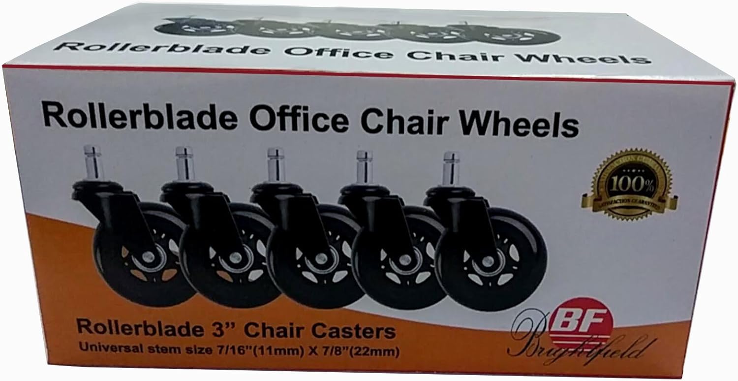 Universal Office Chair Caster Wheels Set of 5 Heavy Duty & Safe for All Floors Including Hardwood 3" Rubber Replacement for Desk Floor Mats : Office Products