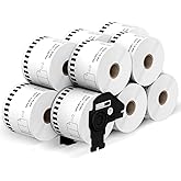 Printholic 12 Rolls Continuous Paper Label Replacement for Brother DK-2205 (2.4" X 100 Ft), Compatible with Brother QL Label Printers QL800 QL1100 (100 Ft & 1 Refillable Cartridge Frame)