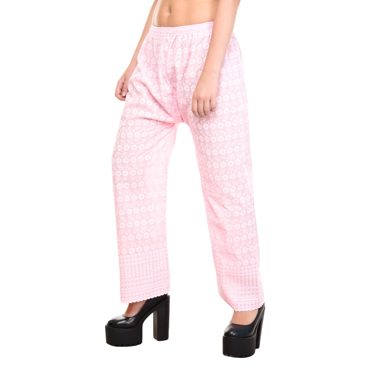 entire charming surat's fabric cotton purple full chicken palazo/lower/trouser/bottom/pant