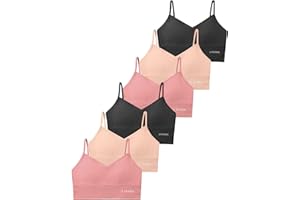 Livona 6 Pack Sports Bras for Girls - Padded, Crop Cami Tank Top (6-14)