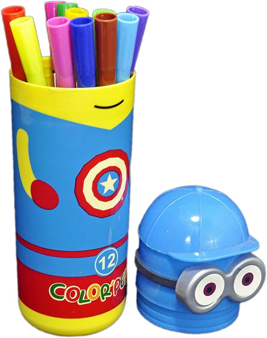 Babysid Collections Sketch Pens For Kids 12 Color Sketch Pens With Minions Box Color May Vary