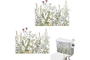 CZHOTG 2Pcs Plant Leaves Flowers Toilet Seat Lid Stickers Green Leaf Floral Toilet Lid Decals DIY Removable Waterproof Toilet Sticker Self-Adhesive Bathroom Wall Stickers for Bathroom Cistern Decor
