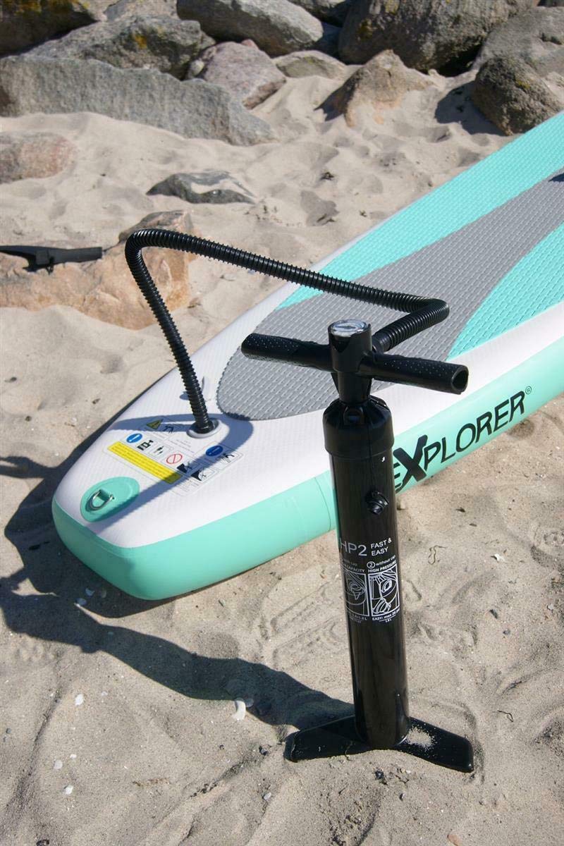 EXPLORER Stand Up Paddling Board Mint 300x76x15cm 115kg Komplettset mit Alu-Paddel, Rucksack, Pumpe, Finne und Flickenset 7