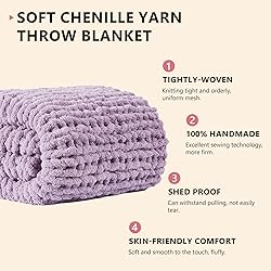 L'AGRATY Chunky Knit Blanket Throw - Soft Chenille