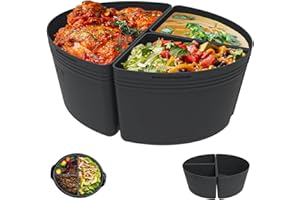 FROVEN 6 Quart Silicone Slow Cooker Divider Liners Oval. Thickened, Weighted & Sturdy Reusable Crockpot Inserts Compatible With Most 6 Qt Crock Pot Slow Cookers Accessories. Leakproof, Dishwasher Safe