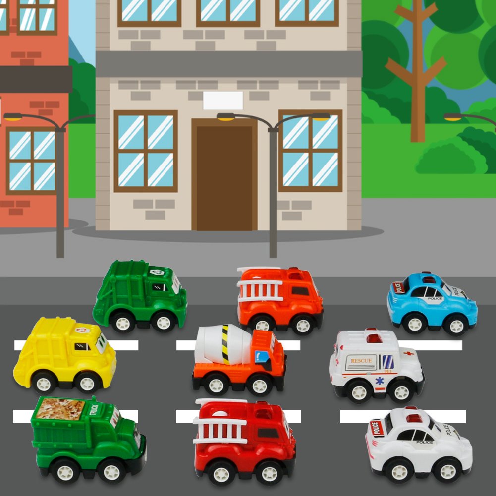 Véhicule Miniature Camion 9 Pcs Tire Hacia Atrás el Coche de Juguetes para Niños Niñas