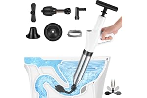 VEUIEIZT Toilet Plunger, High Pressure Drain Clog Remover, Plungers for Bathroom, Air Drain Unclogger Blaster with Visual Barometer, Toilet Plunger Heavy Duty Powerful Drain Toilet Snake Auger, Sink Plunger