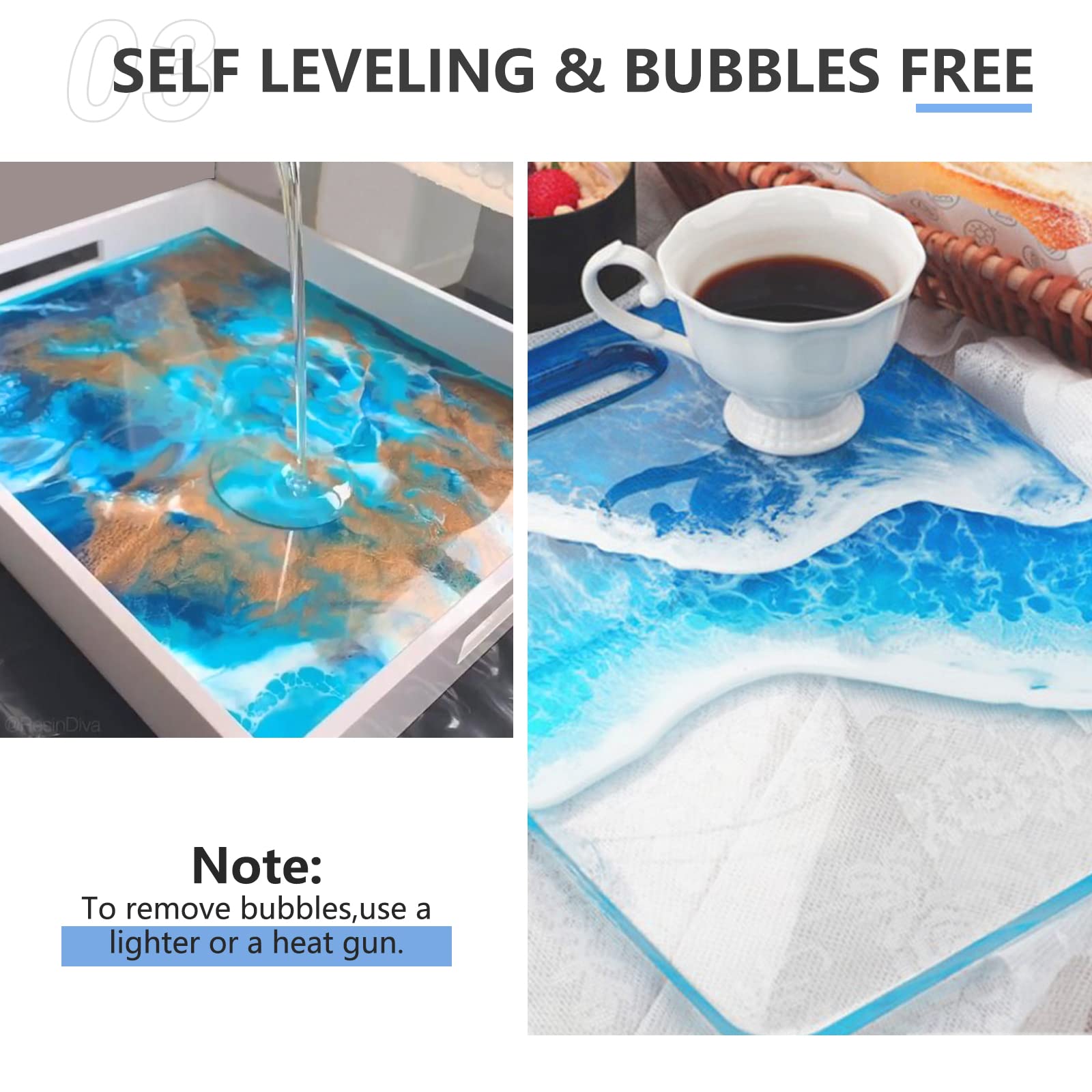 Teexpert Crystal Clear Epoxy Resin Kit 1 Gallon Self-Leveling Coating and Casting Resin, High-Gloss & Bubbles Free Resin and Hardener Kit for DIY Art, Jewelry, Table Top, Molds, Wood 1:1 Ratio