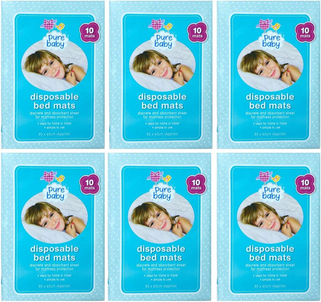 Disposable Bed Mats (Case of 6 x 10 Packs)
