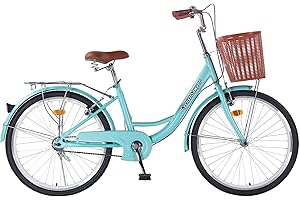CYCLIST SAWYER Beach Cruiser Bike for Women, 24 inch Adults Bicycle Single Speed, Bicycle for Women with Basket & Steel Rack, Women's Bike for Commuting, Step Through City Bike for Adults