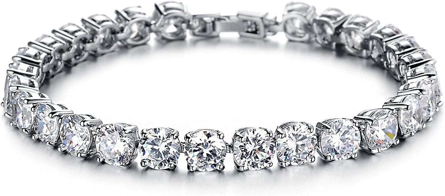 ABHISTA Bracelet for Women & Girls Crystals Royal White Diamond Silver