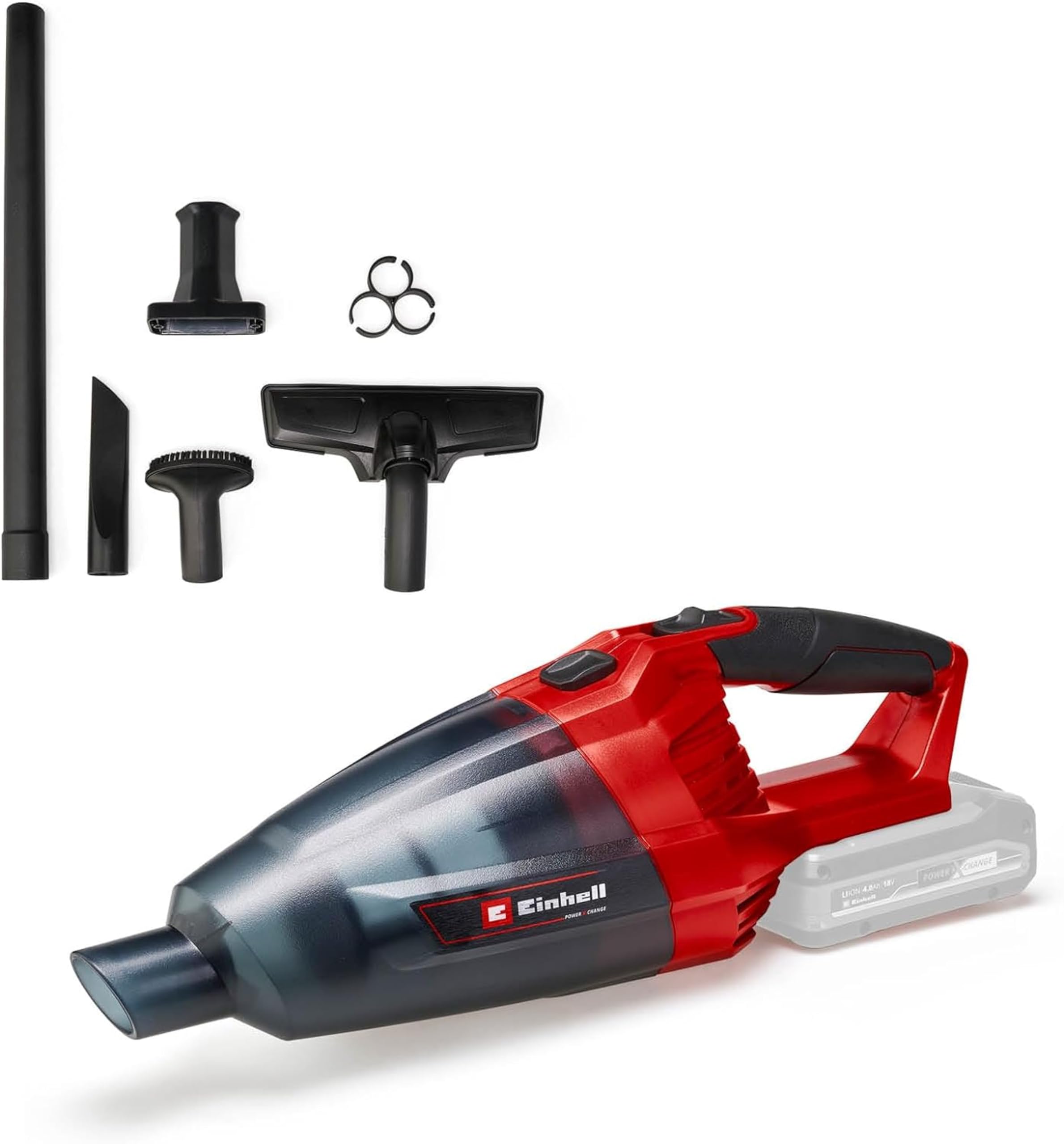 Einhell Cordless Handheld Vacuum Cleaner 18V Power X-Change, For Cleaning Floors, Stairs, Sofas, Cars And Caravan, Rechargeable Hand Held Vacuum Without Battery TE-VC 18 Li Solo