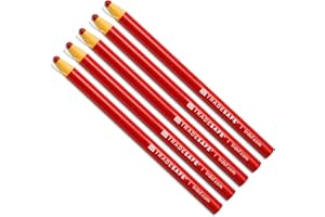 TRADESAFE China Markers Grease Pencils - 5 Red Grease Markers, Peel-Off Wax Pencils for Labeling on Metal, Glass, Vinyl, Wood, Fabric, Rubber, No Sharpening Needed