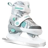 LEVYTEMP Adjustable Ice Skates for Kids Boys Girls - Warm Fleece Lined, 4 Size Adjustable Beginner Snowflake Blades Ankle Support Figure Skates for Outdoor and Rink