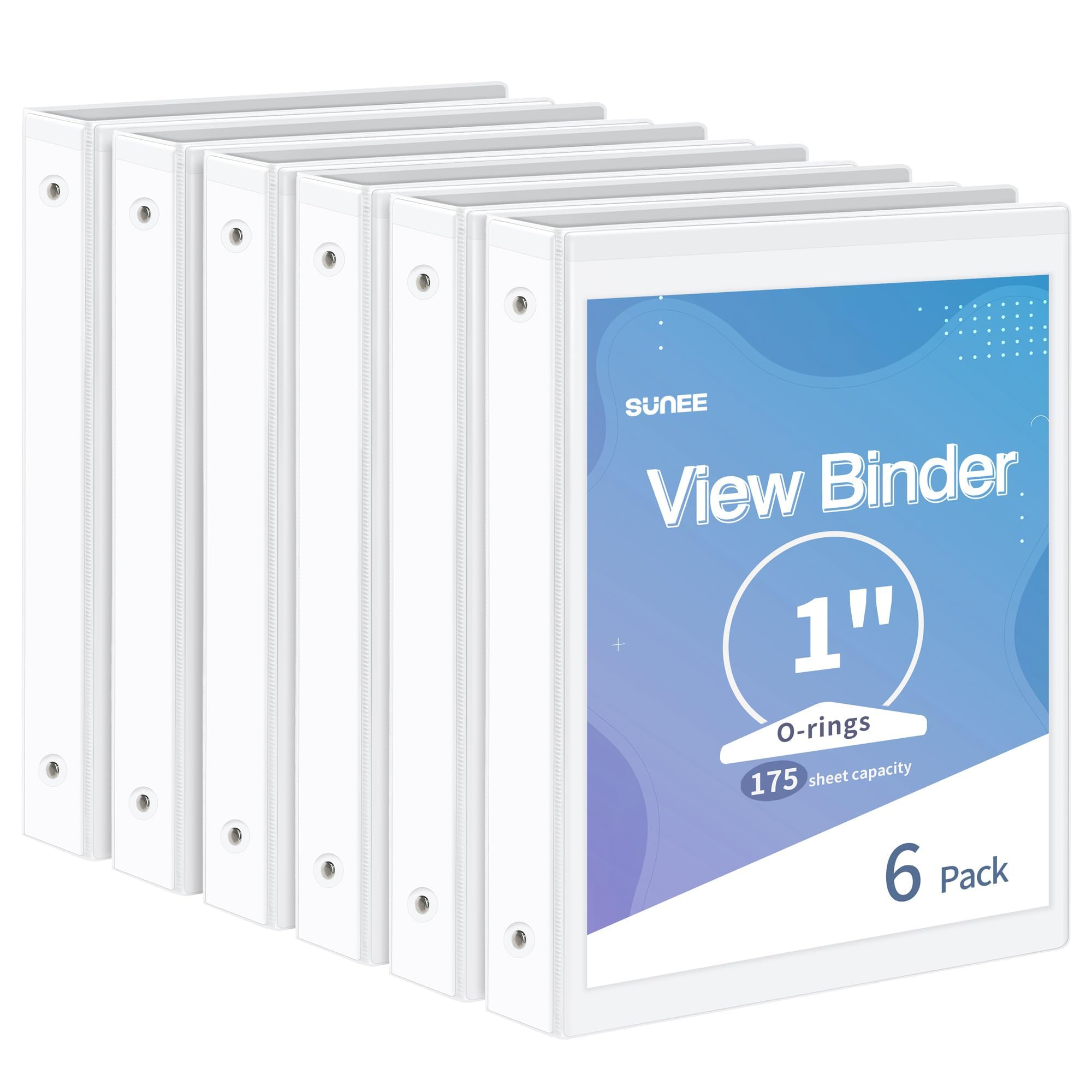 SUNEE 1 Inch Binders 6-Pack - Clear View 3-Ring Binders For School & Office